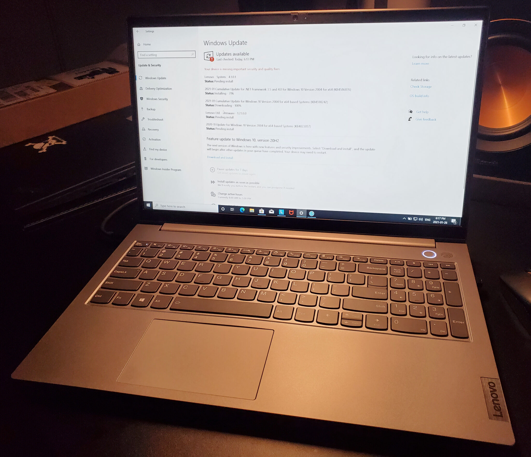 Lenovo ThinkBook 15 AMD keyboard and trackpad